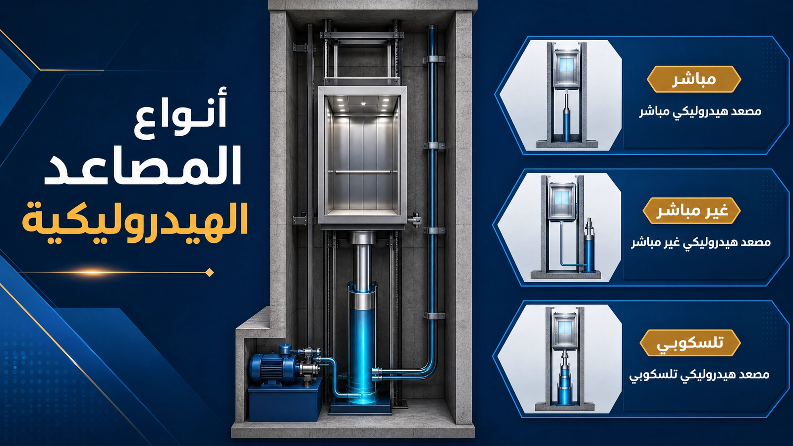 أنواع المصاعد الهيدروليكية